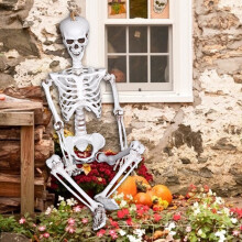 Halloween Skeleton Decoration – Jointed Poseable Mini Plastic Skeleton for Indoor/Outdoor Use, Realistic Party Prop
