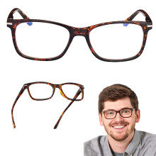 Blue Light Blocking Reading Glasses (Tortoise, +2.75) – Thin Reflective Lenses, Anti-Glare, UV Protection, Stylish for Men & Women