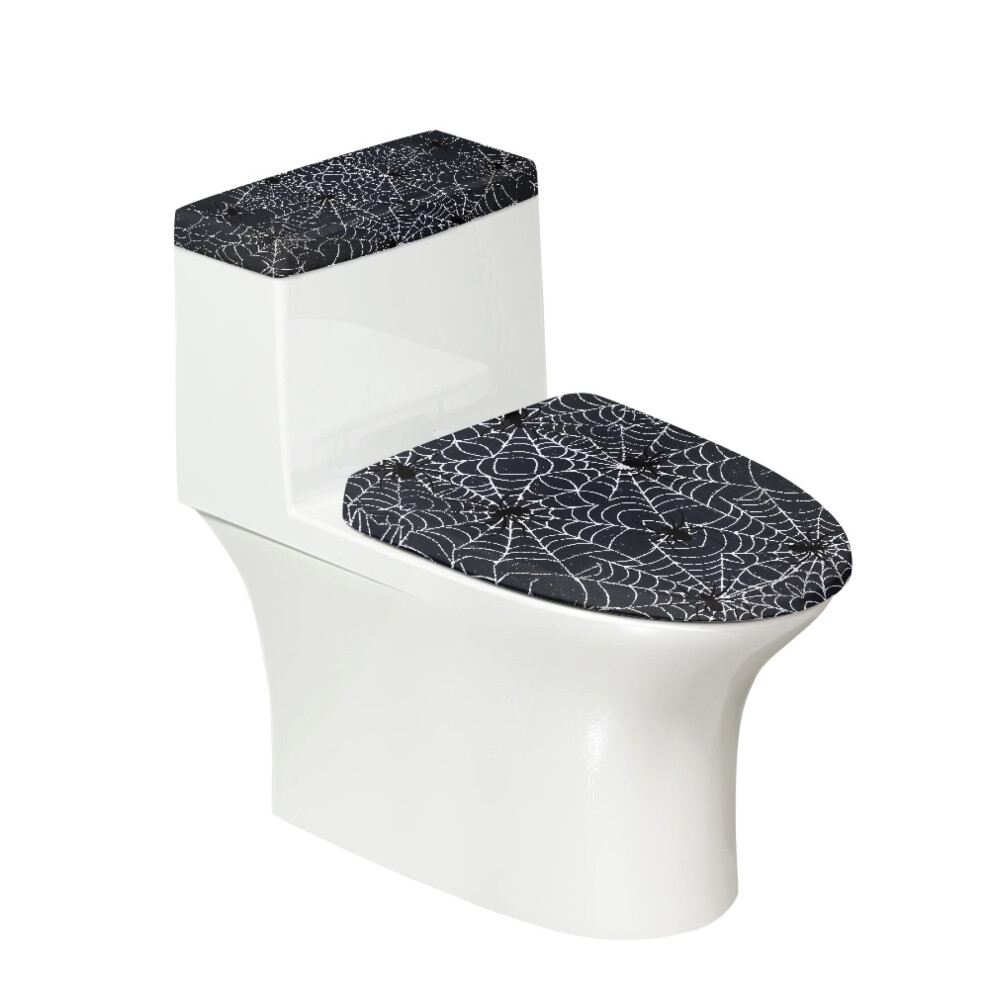 Spider Web Toilet Lid Cover Set & Set Of 2 Toilet Lid Cover And Toilet Tank Lid Cover & Elastic Edge For Bathroom Home 9028731574707