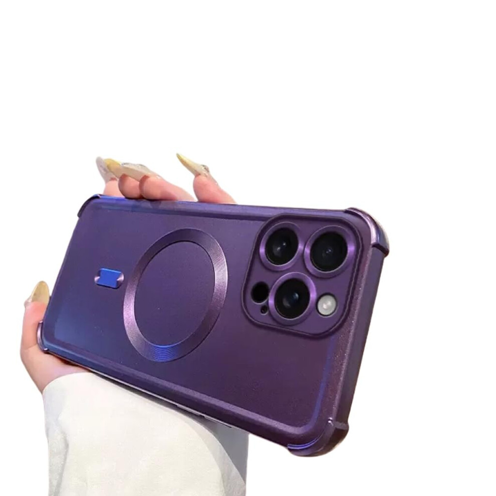 Magnetic Case For Iphone 16, Slim Metal Dropproof Cover With Raised Edge Protection And Soft Grip Purple 9771547583790