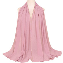 Hijab voor vrouwen, effen chiffon hoofddoek, lange sjaal met strass-steentjes.