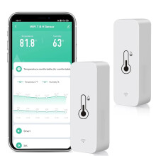 WLAN-Temperatur- und Feuchtigkeitssensor – Kabelloser Monitor mit App-Benachrichtigungen, kostenlosem Datenexport, kompatibel mit Alexa und Google