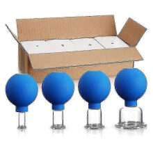 (Blue) Glass Facial Cupping Therapy Set for Vacuum Suction Massage