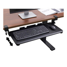 Under Desk Keyboard Tray with Mouse Platform, Ergonomic Clamp On Sliding Drawer, DualSide Stable Clamp