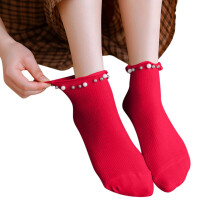 iOPQO Cotton Socks for Women, Low Cut Socks Women, Ankle Socks for Women, Cotton Ankle Socks Women, Breathable Socks Women, Red One Size