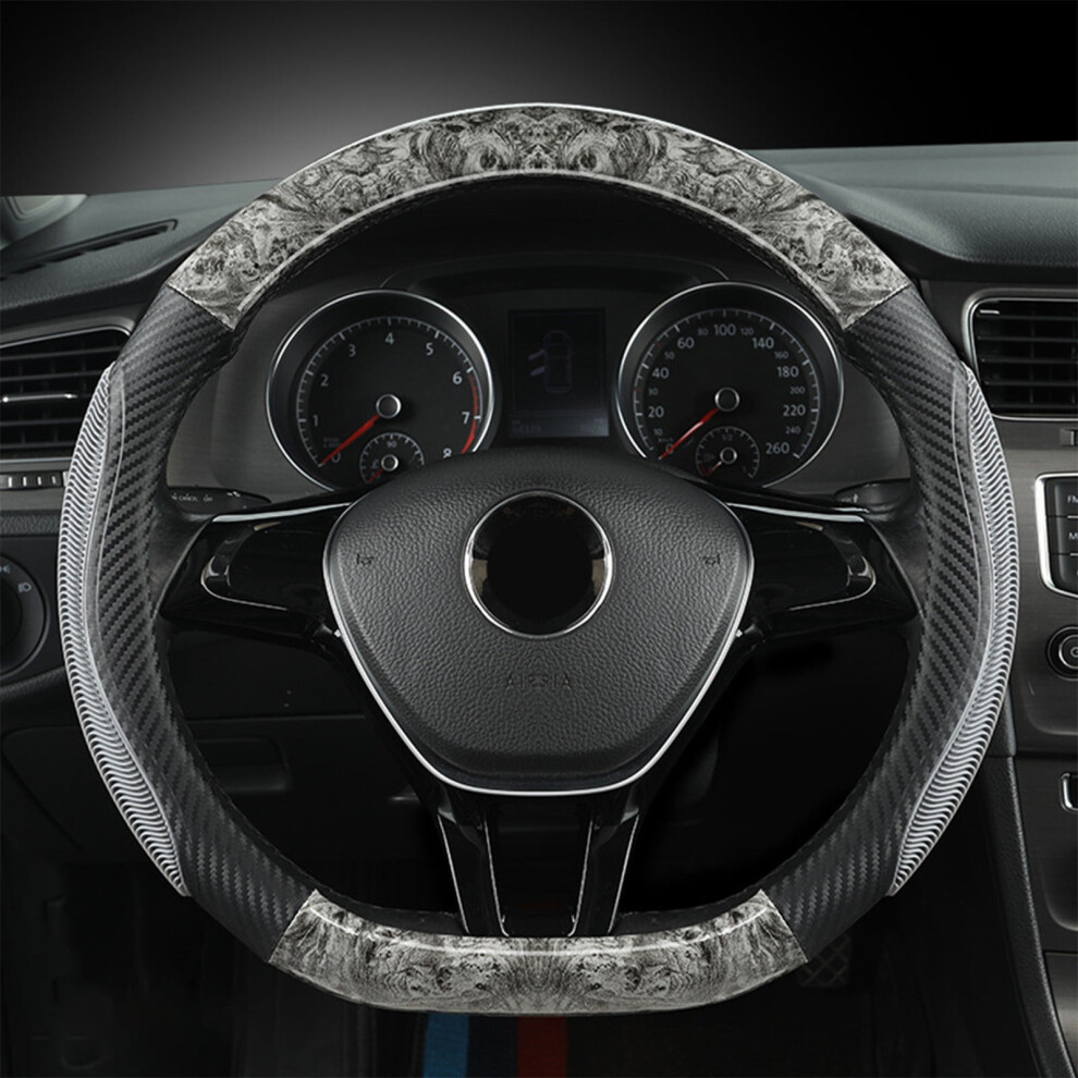 Car Steering Wheel Cover Wood Design, Breathable Handle Grip, Universal Fit For 36-40Cm Wheels, Silicone Material, Durable & Easy To Clean Grain 9028731058733
