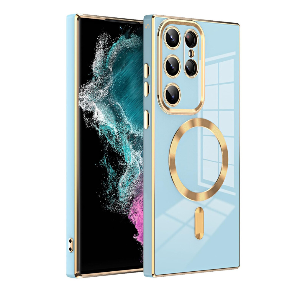 Magnetic Shockproof Case For Samsung Galaxy S25 Ultra/S25 Plus/S25, Electroplated Slim Wireless Charging Cover, Blue 9771547585534