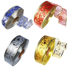 Glitter Ribbon Roll for Christmas, Gifts, DIY Crafts, Weddings & Home Decor – Metallic Sparkly Sheer Thin Fabric Ribbon, Compatible with Holiday,