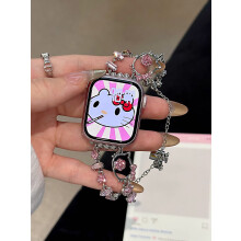 XiHAMA Bling Bracelet Band Compatible with Apple Watch 38/40/41/42/44/45/46/49mm, Cute Cartoon Metal Strap for iWatch Ultra 2, Series 10-4