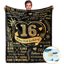 Sweet 16 Gifts for Girls & Boys – 50"x60" Birthday Blanket with Gift Box, Compatible with 16th Birthday Decor