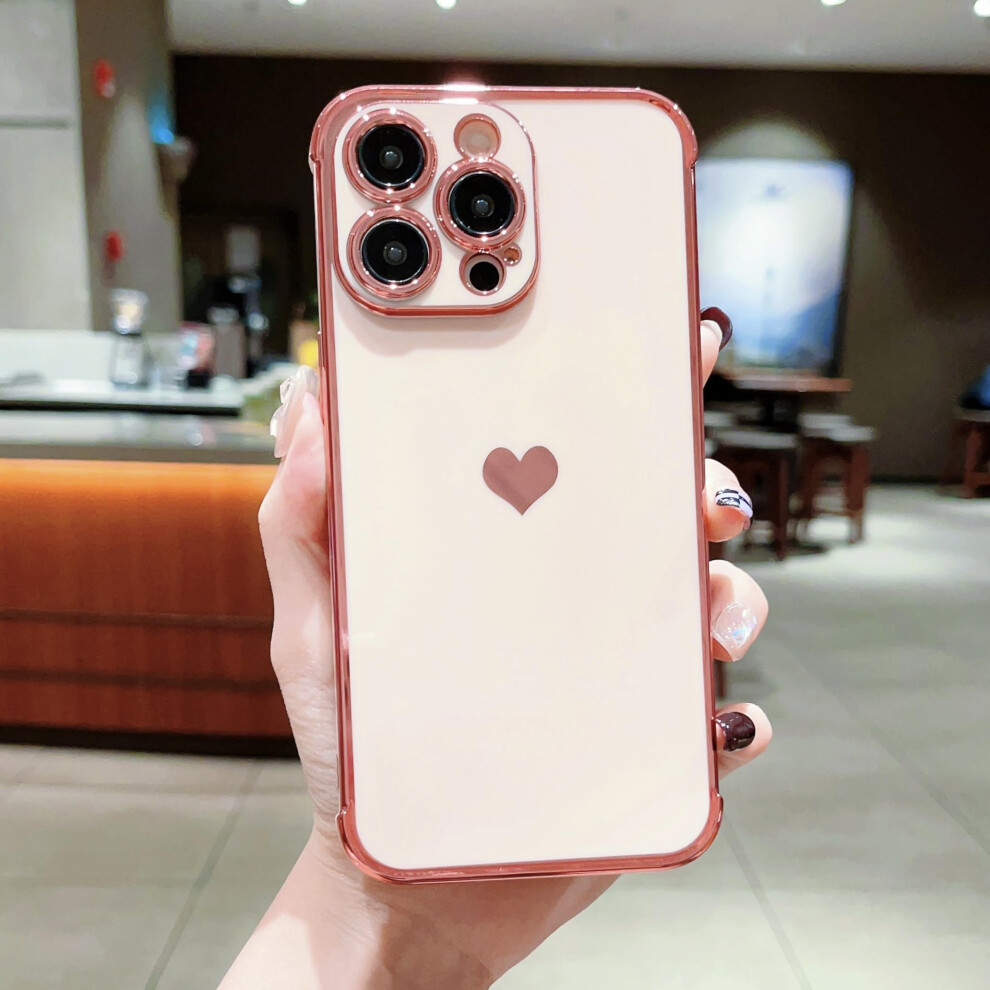 Cute Love Heart Case For Iphone 13 Pro Max, Shockproof Slim Tpu Cover With Raised Camera Guard And 360 Protection Pink 9771547584018