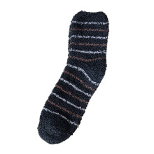 Ankle Socks Thermal Coral Fleece Stripe Black One Size