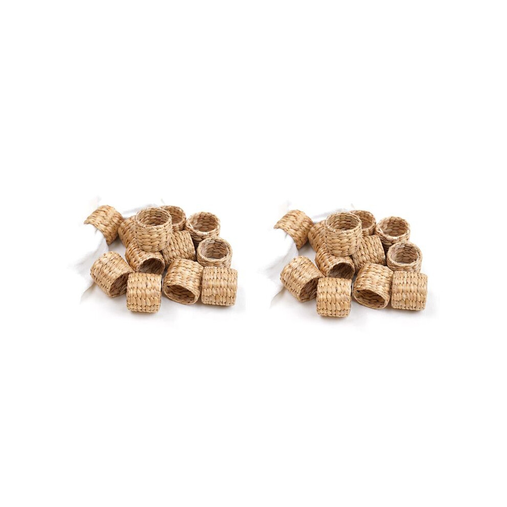 Typecat 60Pcs Napkin Rings,Water Hyacinth Napkin Holder Rings - Rustic Napkin Rings For Birthday Party, Dinner Table Decoration