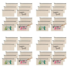 48 Leere Canvas-Taschen, Federmäppchen, Canvas-Make--Taschen, Einfache Canvas-Reißverschlusstaschen, zum Malen, für die Schule, Als Organizer