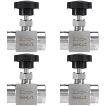 4pièces 1/2 Pouce BSP Égal Filetage Femelle SS 304 Acier Inoxydable Contrôle de Débit Vanne à Aiguille D'Arrêt
