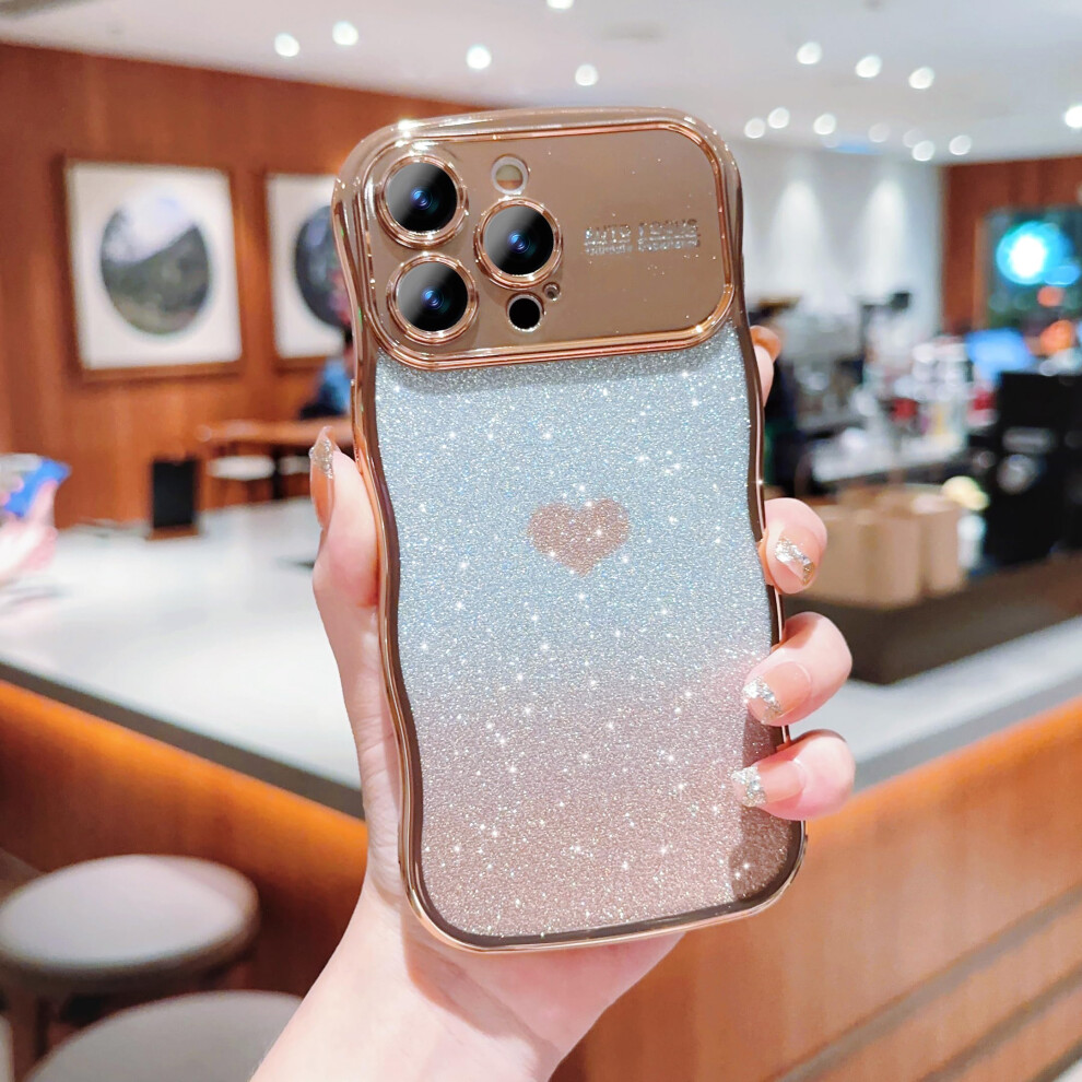 Case For Iphone 14 Pro Max Glitter Heart Shockproof Slim Protective Cover With Raised Camera Edges Gold 9092120209297