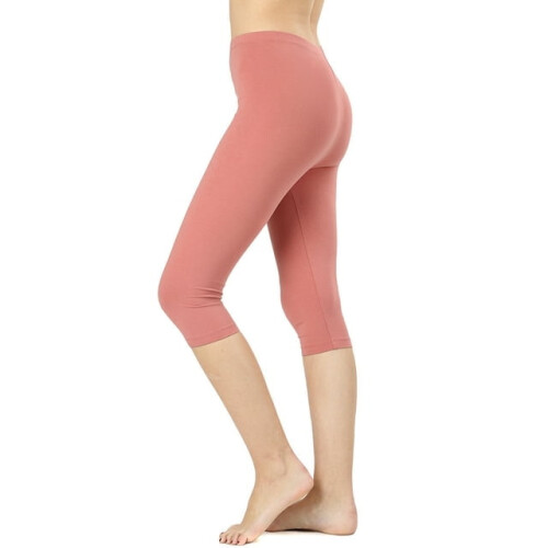 Plus Size Essential Basic Bomuld Spandex Stretch Leggings Under Knæene 15" Længde