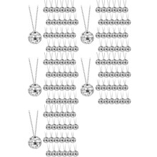 180 Pcs Mirror Disco Costume Necklaces 70s Disco Party Necklaces 1.18 Inch Silver Disco Necklaces