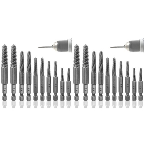 Screw Extractor Set,20 Pcs Screw Extractor,1/4inch Hex Shank Broken Screw Extractor,Screw Remover & Extractor Bit Set