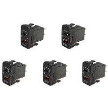 5X Car Type-C+PD QC3.0 Charger Dual USB Adapter Dashboard Socket Voltmeter for Landcruiser Prado Hiace RAV4