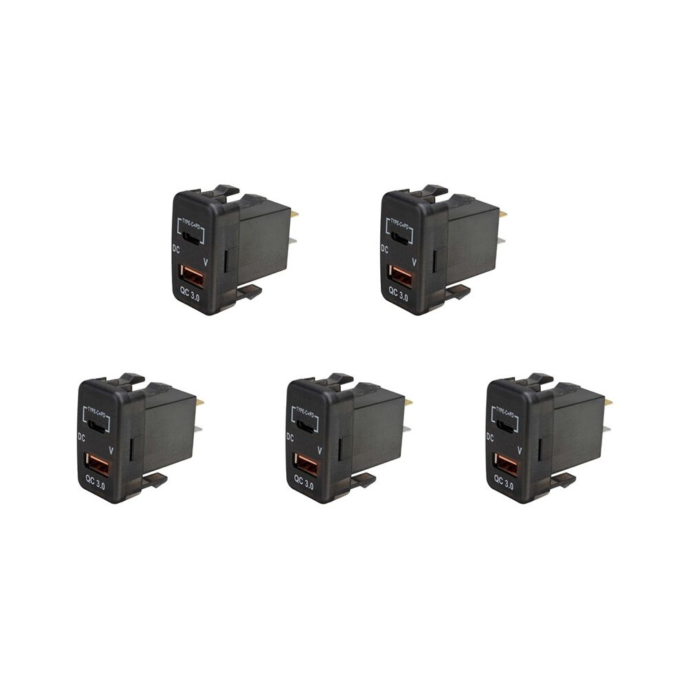 5X Car Type-C+Pd Qc3.0 Charger Dual Usb Adapter Dashboard Socket Voltmeter For Landcruiser Prado Hiace Rav4 6031255001515