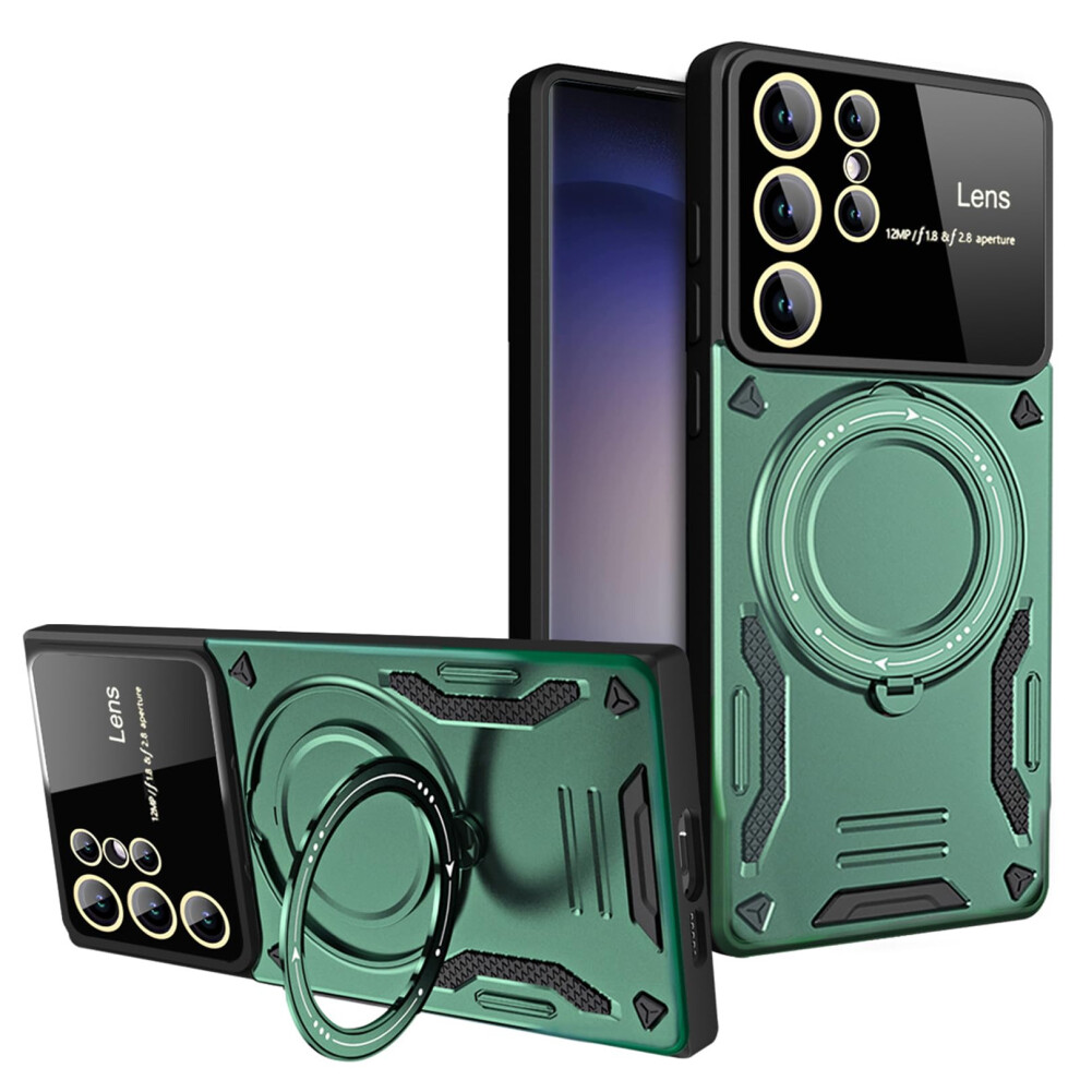 Case For Samsung Galaxy S24 Plus Military Grade Drop Protection With Large Lens Shield And Magnetic Ring Kickstand Green 9092120209402