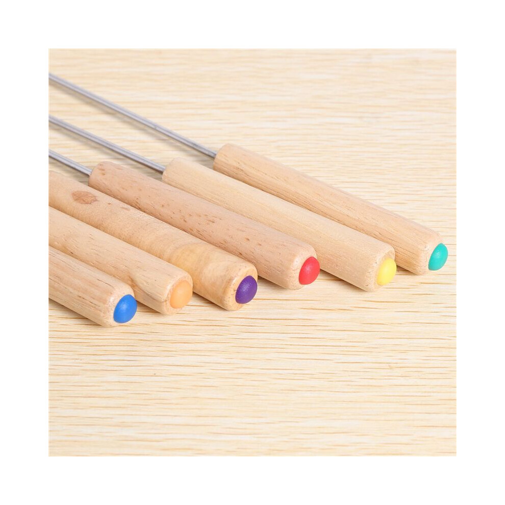 Typecat 54X Stainless Steel Color Coding Chocolate Fountain Cheese Fondue Forks With Oak Wood Handle Heat Resistant, 9.5Inch