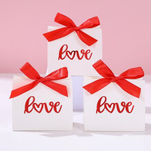 Valentine Gift Boxes (10 Pack) with Gold Foil Love Ribbon – Decorative Favor Boxes for Candy, Jewelry, Chocolates – Compatible with Valentine’s