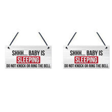 2X Shh.. Baby is Sleeping Do Not Disturb Nursery Hanging Plaque Baby Door Cot Sign