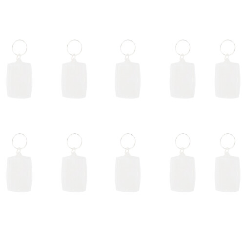 100Pcs Transparent Blank Insert Photo Picture Frame Key Ring Split Keychain