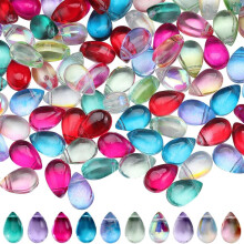 150pcs 10-Color Glass Water Drop Beads, Transparent Teardrop Crystal Spacer Beads for Jewelry Making, DIY Bracelets & Necklaces
