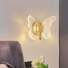 Butterfly Wall Lamp Gold Iron Modern LED Lighting for Living Room Corridor Hotel Decorative Mood Light 23x19cm