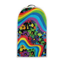 Food Processor Cover 1pc Lightweight Elastic for Women, Rainbow Wave Floral Arch Print