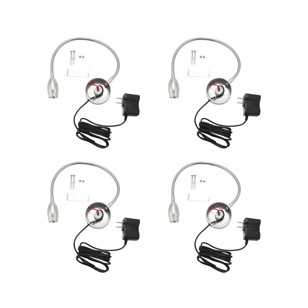 4X Dimmable Reading Lamp, Bed S With Plug Wired For Bedroom Bedside, Flexible Gooseneck Book Us Plug Light 6032225255563