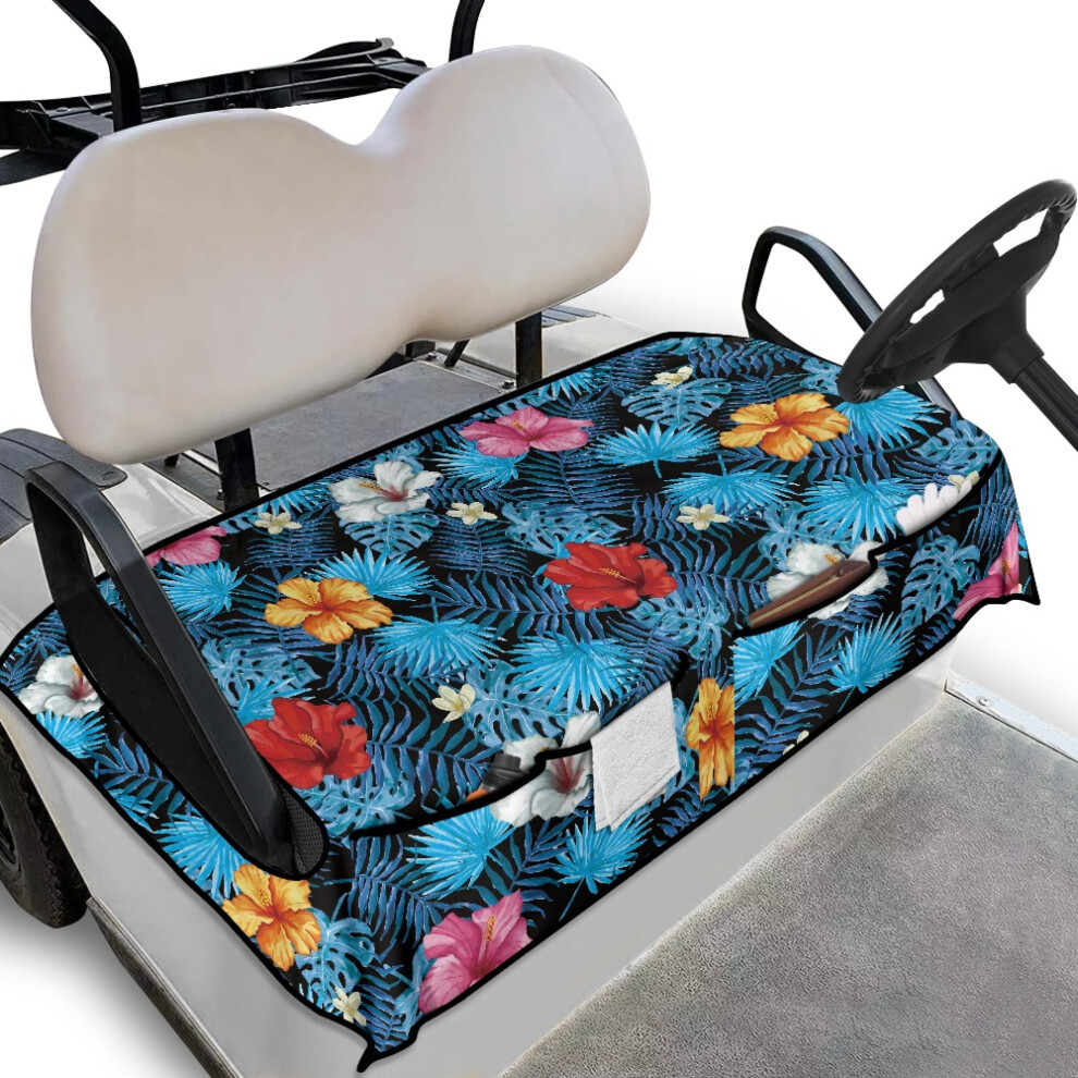 Tropical Flower Golf Cart Seat Covers With 4 Pockets 9180333538591