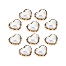 10 db-os szív alakú gyöngygomb, kardigán, dekoratív gombok, pulóver patentgombok