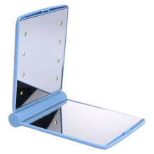 Blue Foldable LED Makeup Mirror with Lights 1 Pack