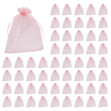 400 Stuks Grote Organzazakjes Blozen Roze, 17x23 cm Gaas Geschenkzakjes Sieradenzakjes met Trekkoord voor Kerstbruiloft