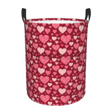 Red Love Hearts Print Laundry Hamper Dirty Clothes Laundry Basket Large Foldable Storage Baskets Home Laundry Hamper Gifts
