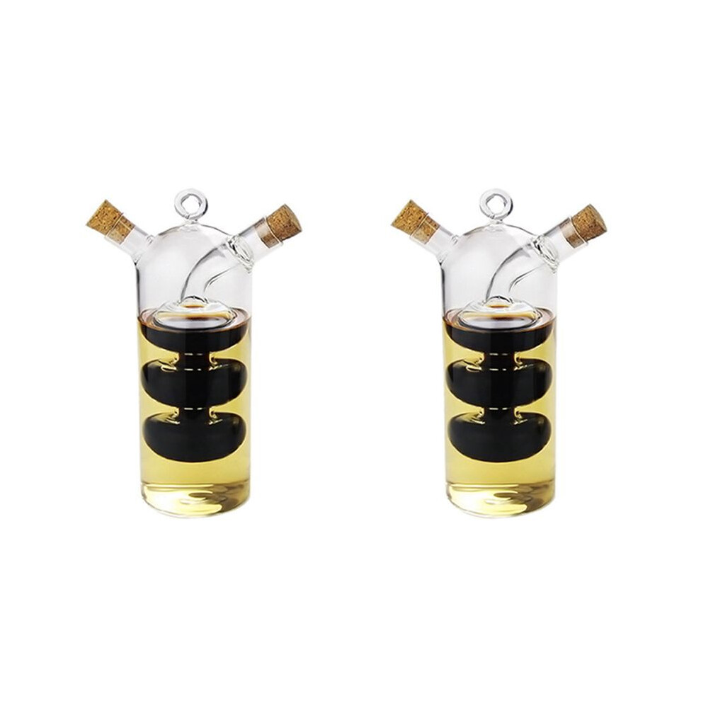 Semoic 2X 2-In-1 Double Layer Bottle Sauce Oil Vinegar Glass Bottle Condiment Seasoning Sealed Kitchen Storage