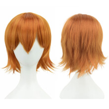 Cosplay Unisex Short Straight Wig, Loose Fluffy Full Hairpiece for Women & Men, Ideal for Anime Parties & Costume Events, Orange