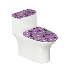Mystiskt vintage Halloween-tema 2-delat set toalettskydd med elastisk kant i polyester, justerbar, toalett