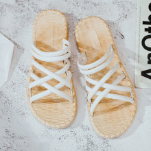 Women's White PU Sandals Open Toe Non-Slip 1 Pair