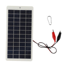 10W 12V Polycrystalline Solar Panel with Clip for 9-12V Battery Charging Portable Lightweight Outdoor Power Supply 250x120mm