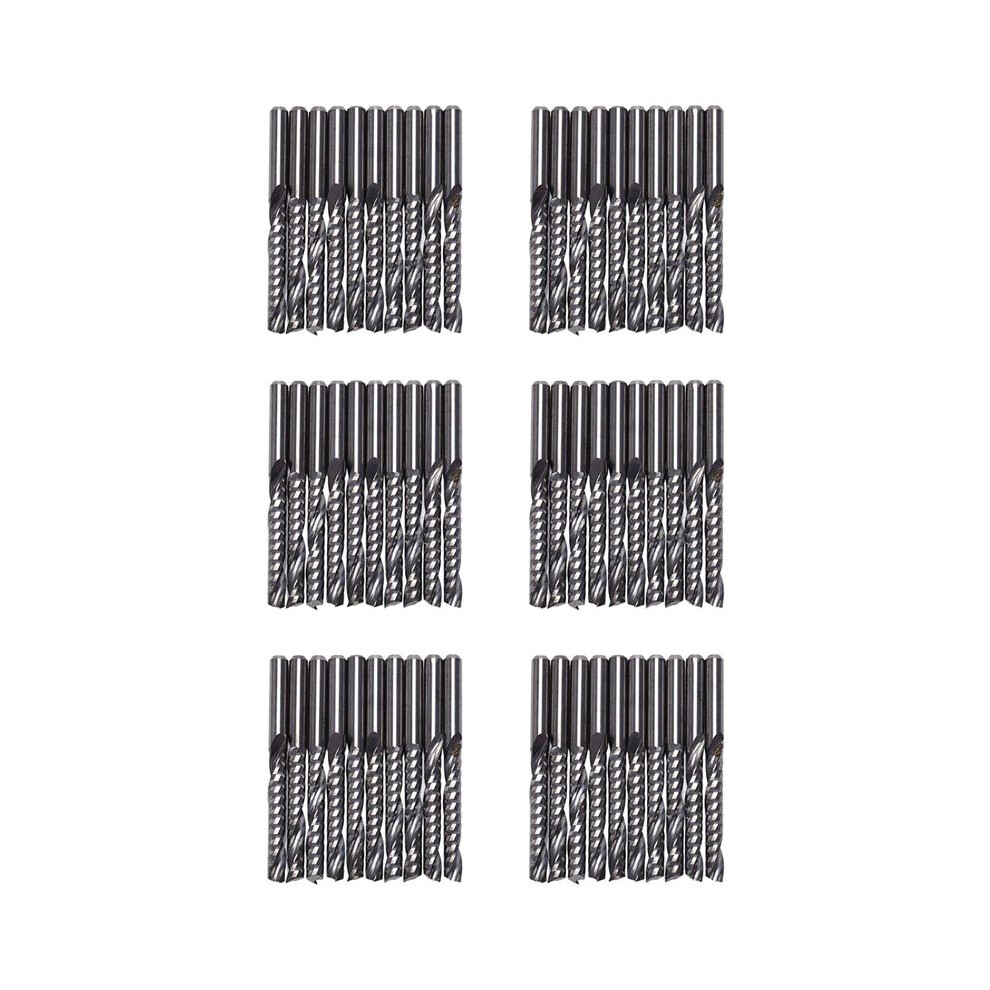 60Pcs Cnc Router Bits 3.175 X 22Mm Single Flute Spiral Carbide Cnc Router Bits Milling Cutter 6032391575465