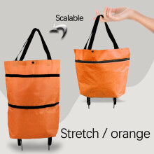 Under $5 Portable Shopping Wheel Bag Telescopic Roller, Foldable Backpack with Hidden Wheels 30L Capacity, Supermarket Shopping Cart Trolley