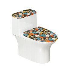 Flowers Pattern Toilet Seat Cover Adjustable Toilet Top Cover & 2-Piece for Modern Bathrooms Easy to Clean Elastic Edge