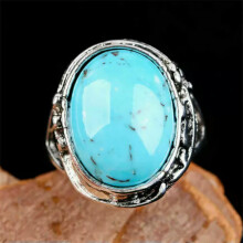 925 Silver Plated Turquoise Ring for Women Wedding Party Jewelry Rings SZ 6-13-Turquoise #13-10