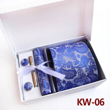 Men's Wide Necktie Floral Paisley Pocket Square Tie Clip Cufflinks Set With Box