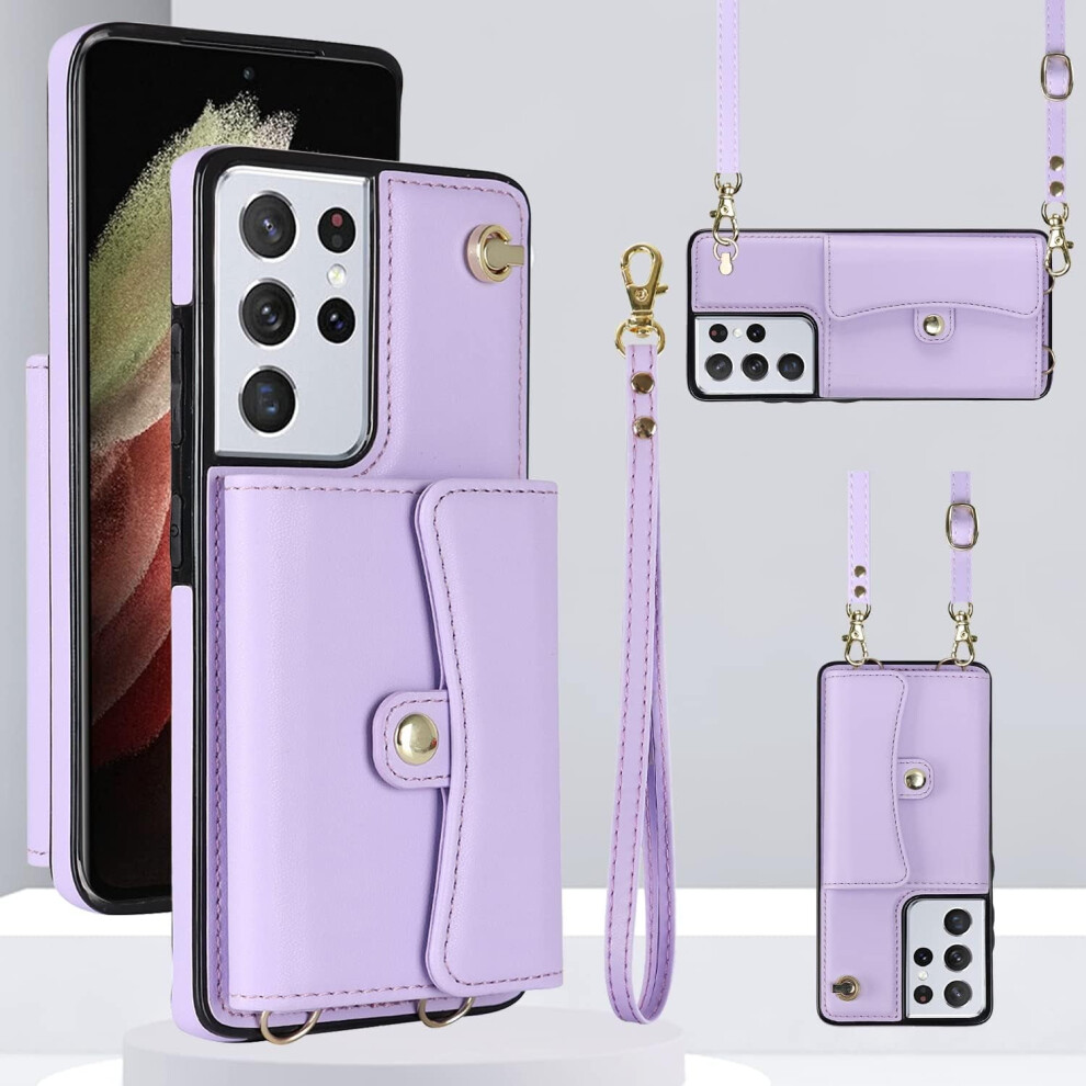 Phone Case For Samsung Galaxy S21 Ultra 5G Â Wallet Cover With Rfid Blocking, Card Holder, Wrist Strap, Lanyard & Stand 9028731772783